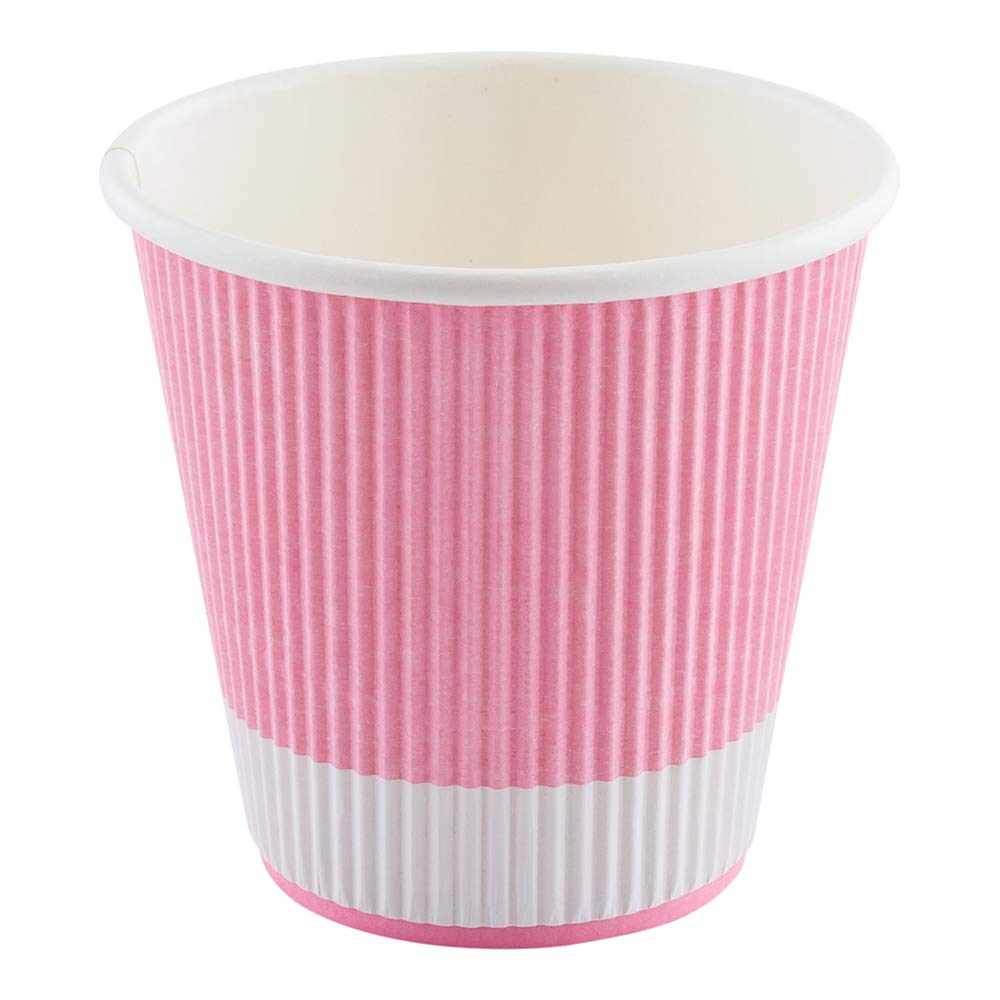 Restaurantware Ripple Wall Coffee Cups 25 Count 8 Ounce Insulated Light Pink Paper Cups, Rolled Rim Spill-Resistant Disposable Paper Non-Slip for Coffee, Beverages