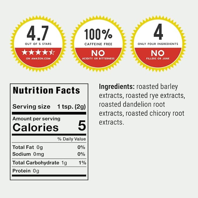 25 Individual Servings of Original Dandy Blend Instant Herbal Beverage with Dandelion, 2.5 oz Box