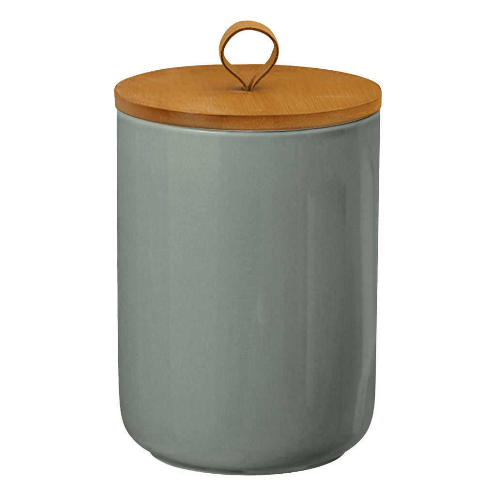 Jueison Ceramic Storage Jars, Modern Airtight Canisters with Wooden Lid (Light grey)
