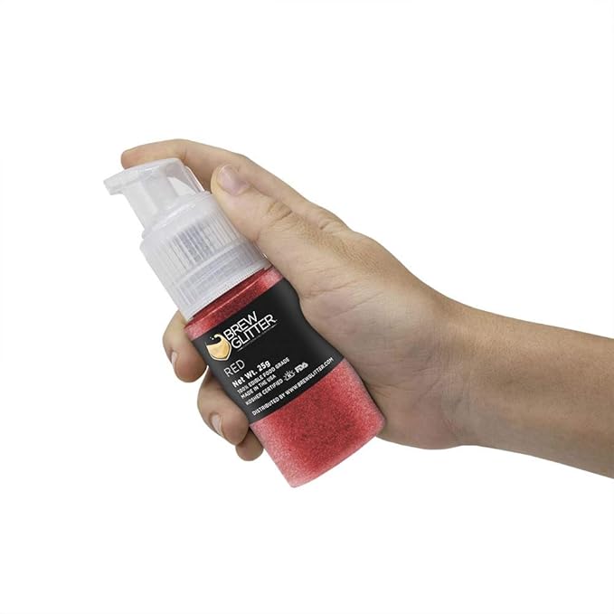 Red BREW GLITTER Edible Glitter For Drinks, Cocktails, Beer, Garnish Glitter & Beverages | KOSHER & HALAL Certified | 100% Edible & Food Grade | Vegan, Gluten, Nut Free (25g Spray Pump, Red)