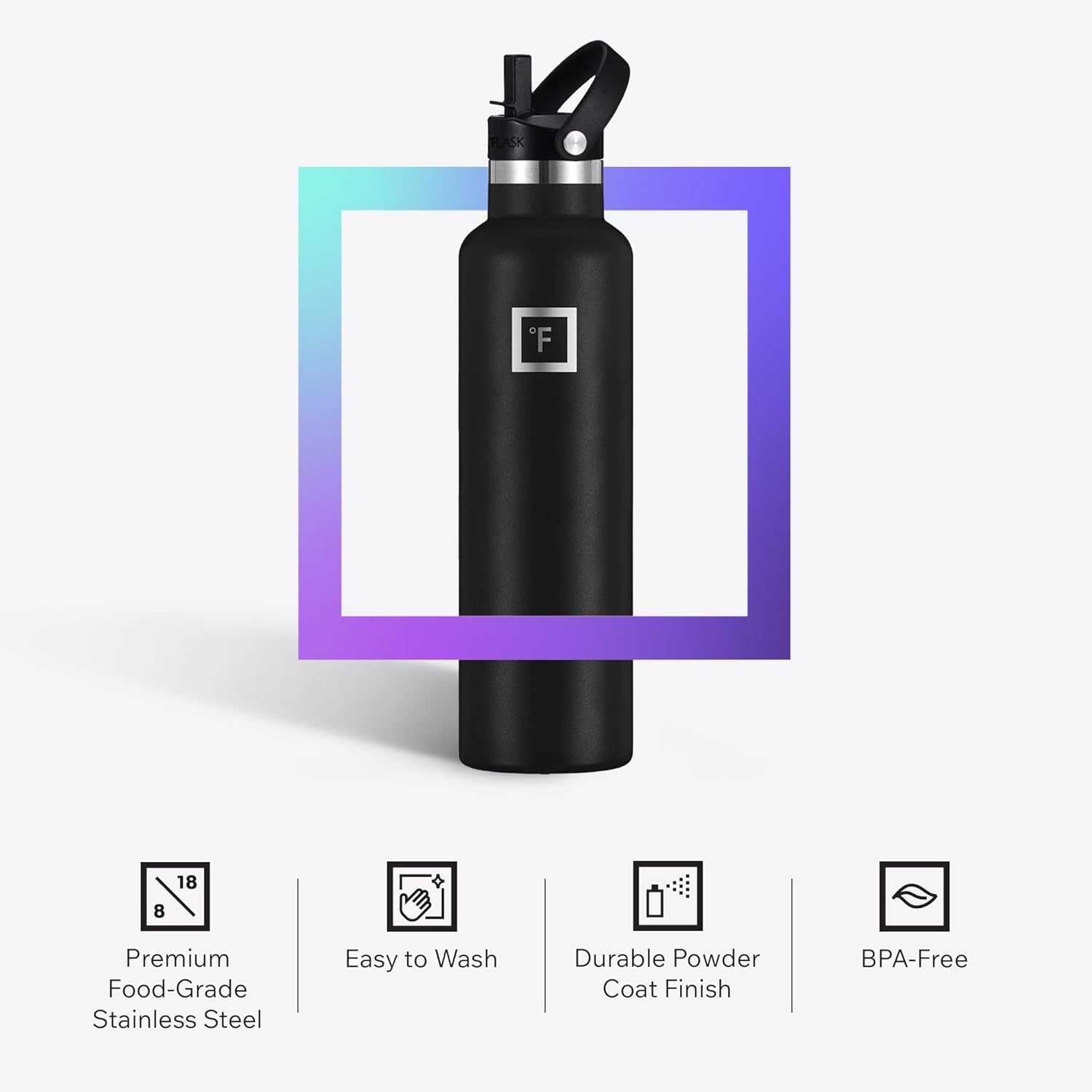 IRON °FLASK 24 oz Narrow Mouth Water Bottle with Straw