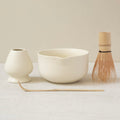 WENSHUO Matcha Whisk Set, Ceramic Matcha Bowl with Spout, Crème,6-Pc