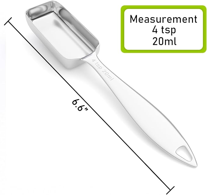 1PCS 4tsp (20ml) Single Measuring Spoon, Individual Stainless Steel Long Handle Measure Teaspoon Only