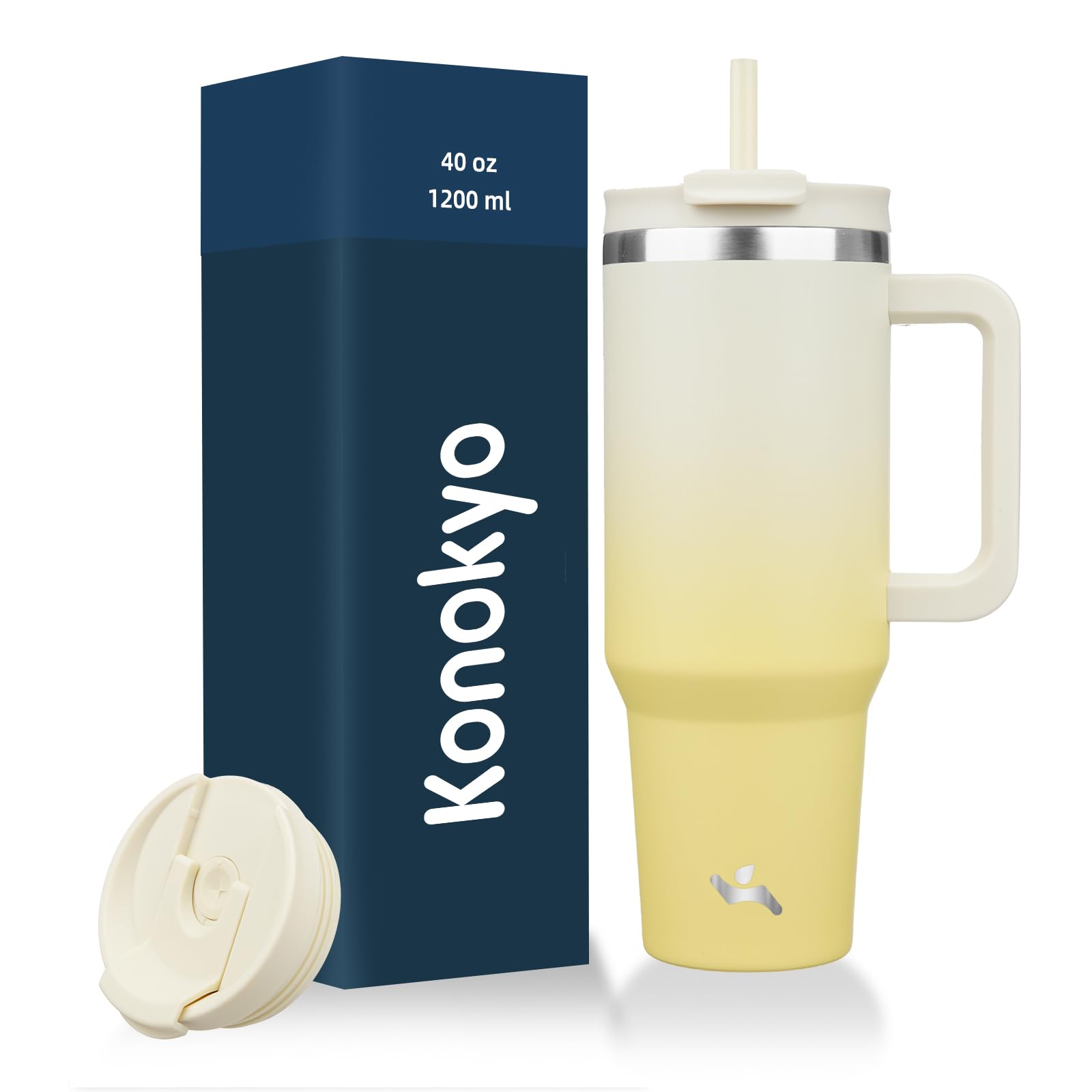 Konokyo 40 oz Insulated Tumbler Water Bottle with Handle, Straw Lid