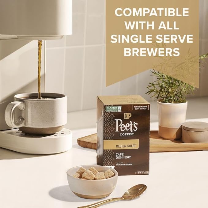 Peet's Coffee, USDA Organic Dark Roast Keurig K-Cup Pods - Alma de la Tierra 60 Count (6 Boxes of 10 K-Cup Pods)