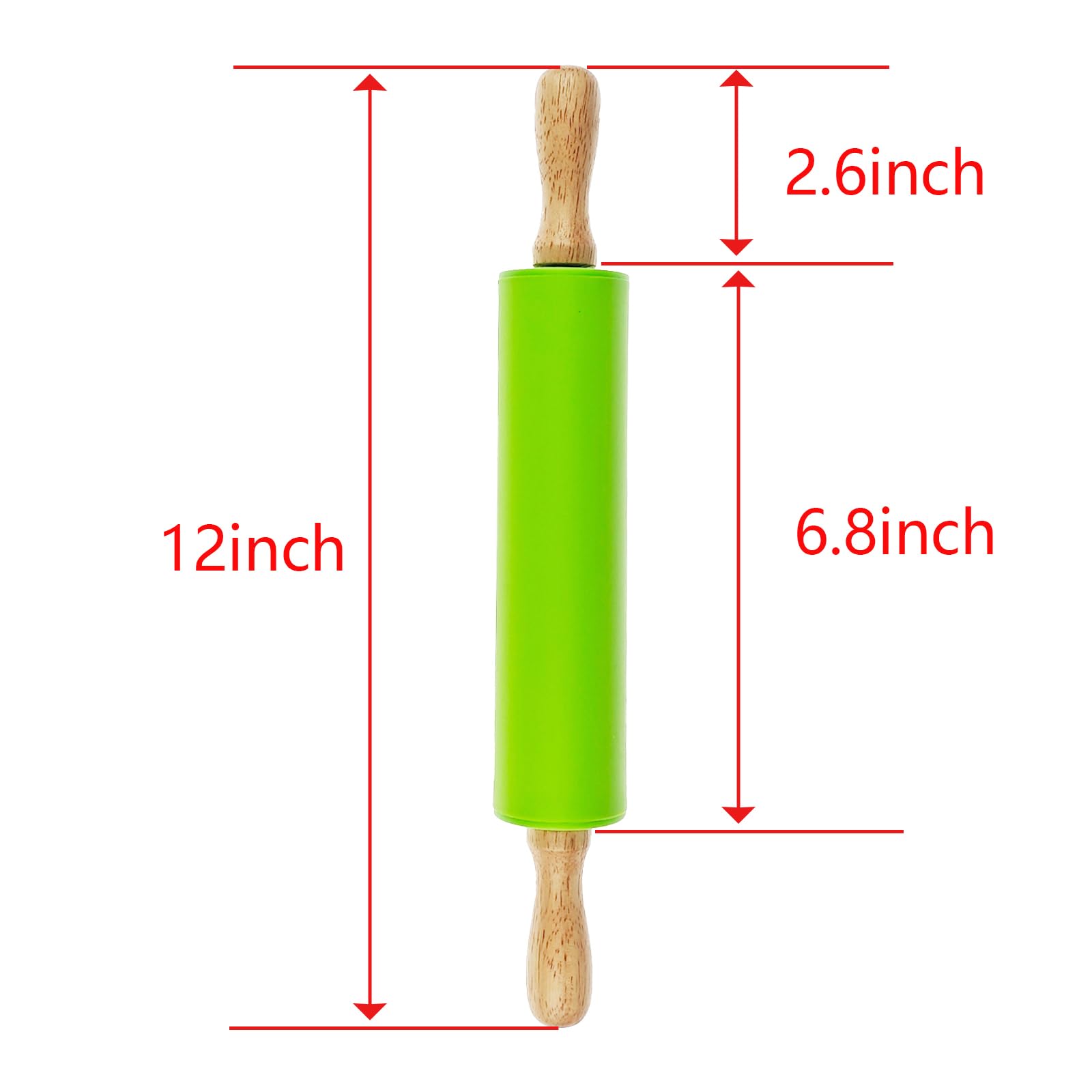 Miokun 6 Pack Small Rolling Pin for Kids, Kids Rolling Pin for Home Kitchen (6 colors) (12 Inch)