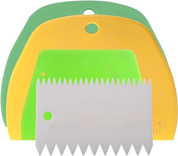 Dough Scraper Plastic Bench Scraper, Dough Scraper Tool Dough Cutter, Flexible Bench Scraper for Making Bread Pizza, 4 PCS