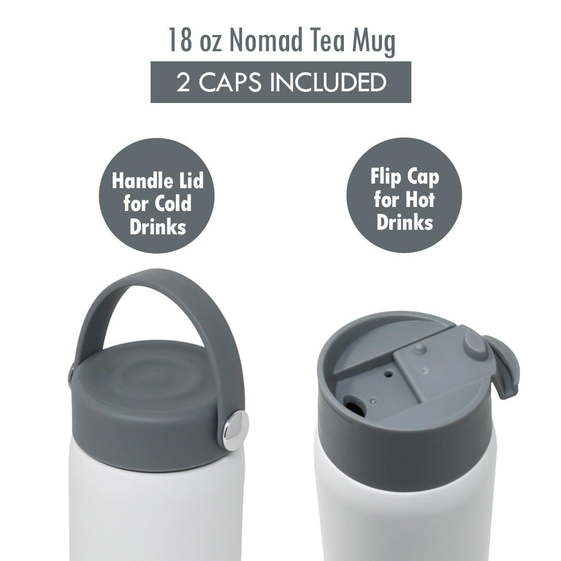 MIRA 18 oz Tea Infuser Thermo - Stainless Steel Travel Bottle with Removable Strainer for Loose Leaf Tea - Insulated Hot & Cold Brew Steeper - White