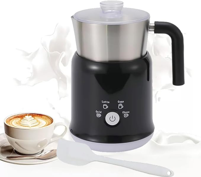 Electric Milk Frother Has Hot and Cold Functions 700-ml Split Stainless Steel Automatic Milk Frother and Steamer with Transparent Lid, Anti-Dry,Dishwasher-Safe