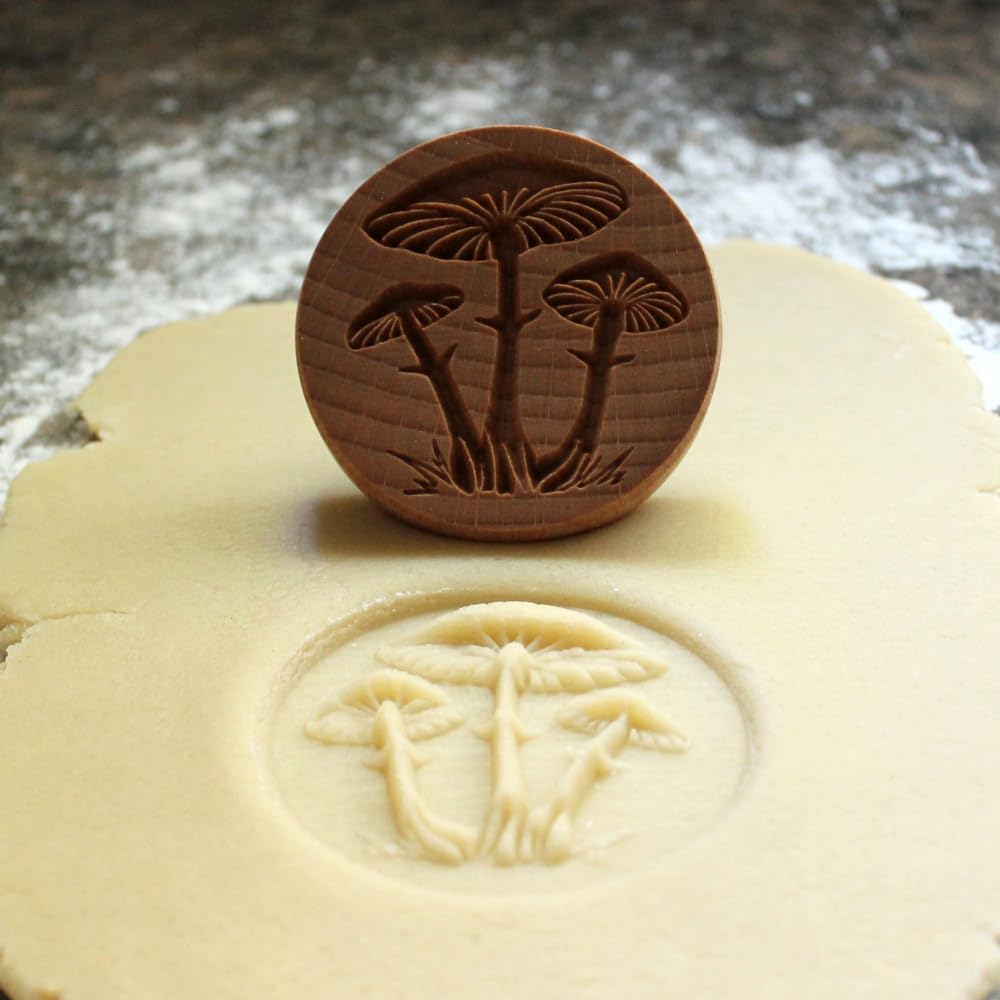 Fun Food Tools, Wood Cookie Stamp, 2.5 Inch (Cluster of Mushrooms CS-081)