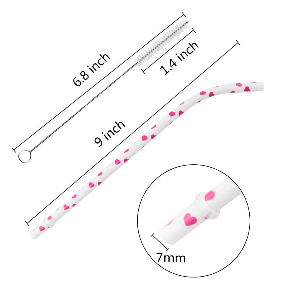 SUBANG 50 Pack Bent Reusable Straws, BPA-Free, 9" Colorful Hard Plastic Stripe Drinking Straw for Mason Jar Tumbler, Family or Party Use With Cleaning Brush