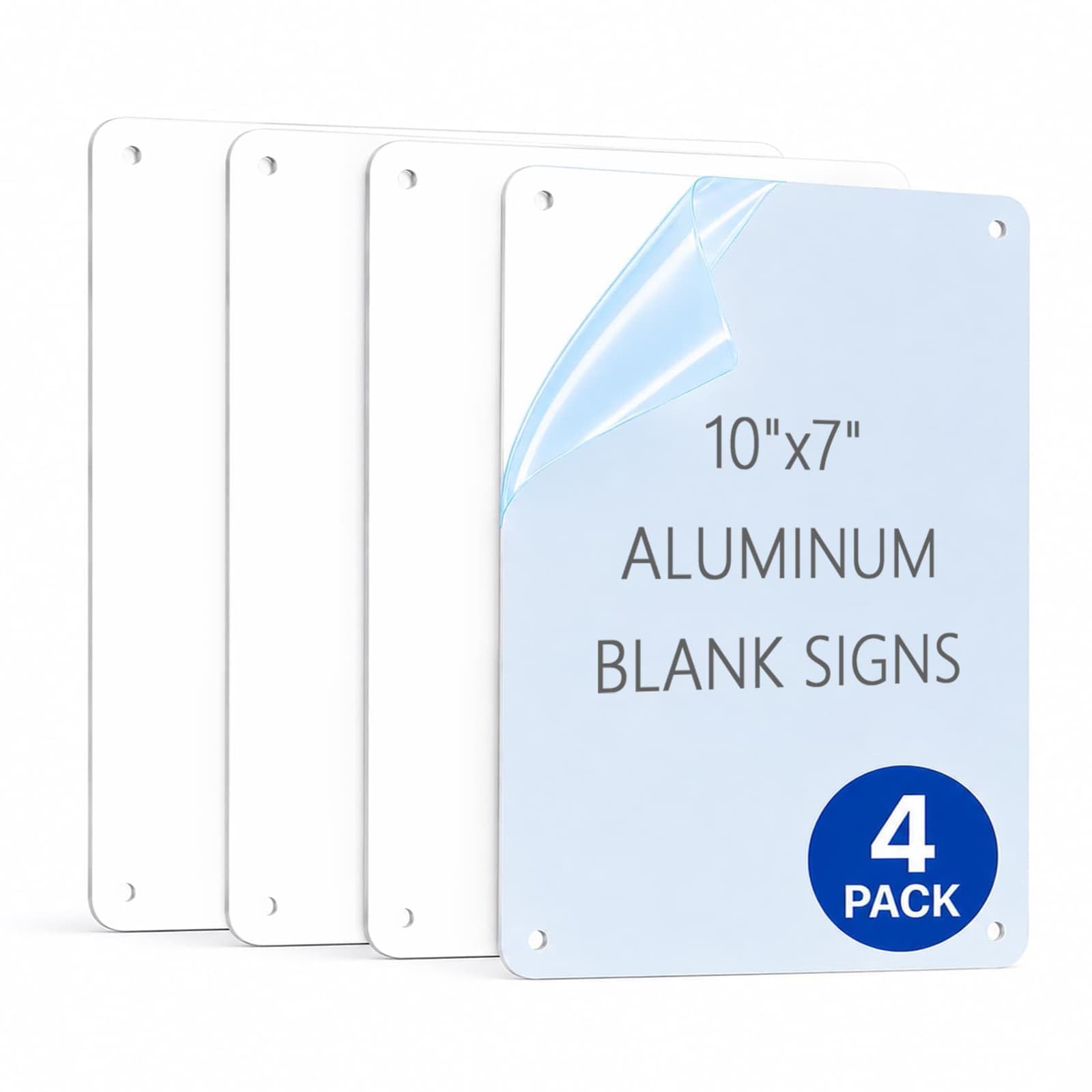 White Blank Metal Sign,10 x 7 Inches Sturdy Rust Free Aluminum Metal Signs White Color Blank Sign, Waterproof, Easy Mounting, Indoor or Outdoor Use (4)
