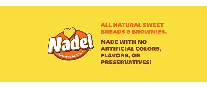 Nadel - Naturally Delicious Banana Nut bread, 8 Pack, Fresh Bananas, Crunchy Walnuts, Lunch snack breakfast bars Natural fresh brand, Cake Slices