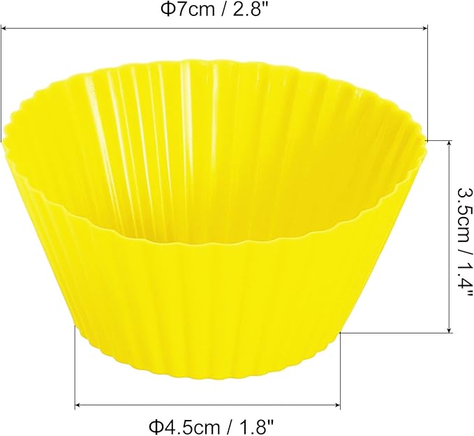 uxcell 18Pcs Silicone Cupcake Liners, Non-Stick Baking Cups, for Cooking Eggs, Baking Muffins and Make a Cake(Yellow)