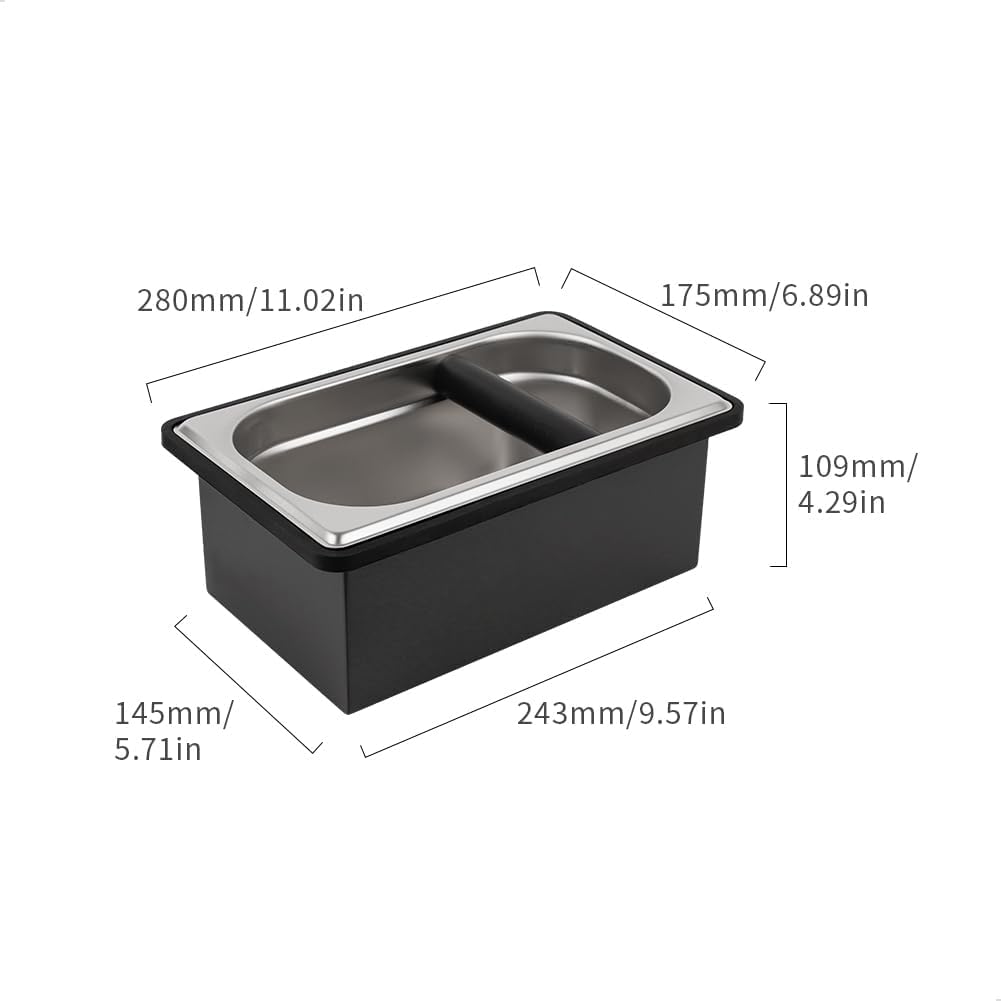 watchget Large Stainless Steel Espresso Knock Box for Coffee Grounds