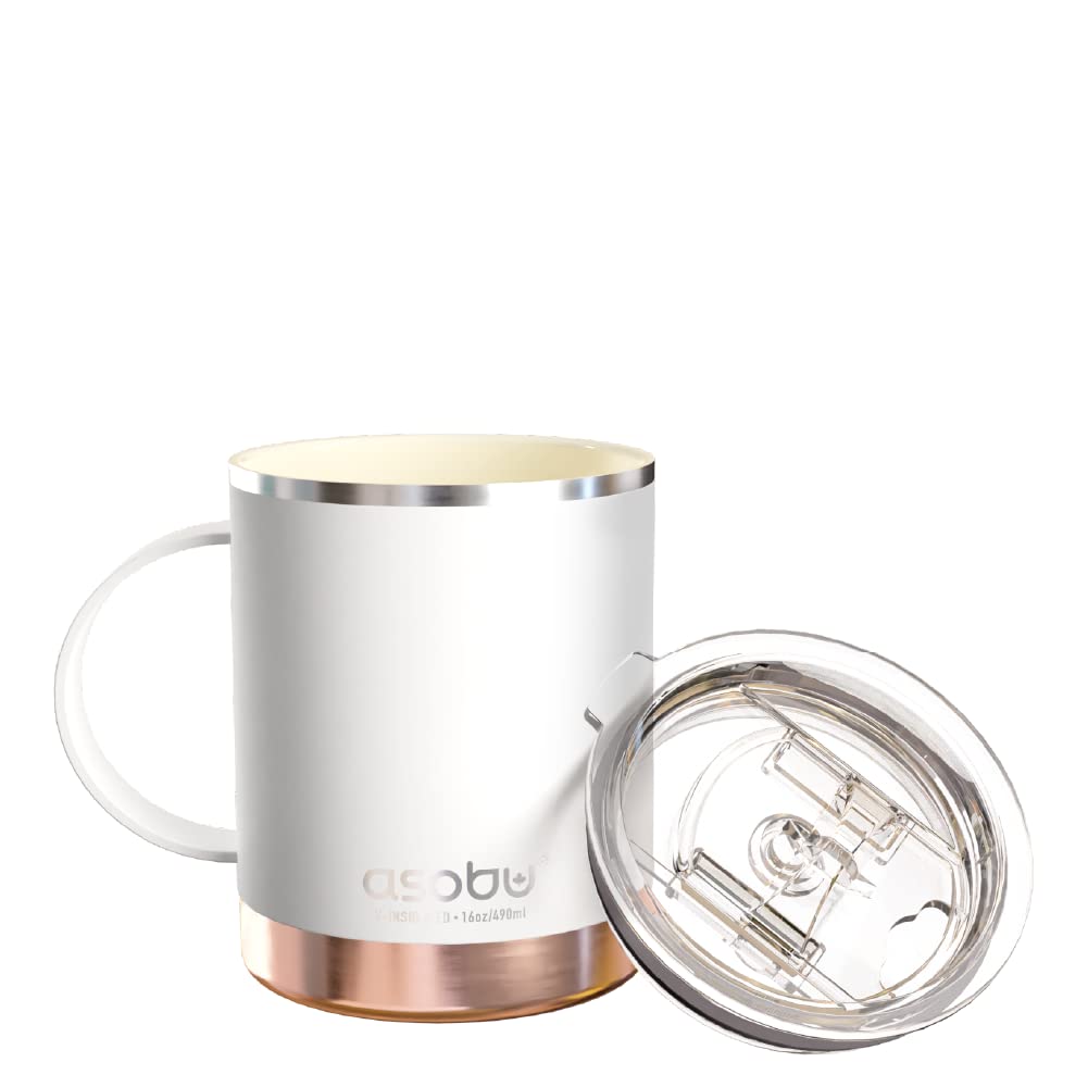 asobu Ultimate Ceramic Travel Mug, 12oz Insulated Stainless Steel Coffee Cup with Handle & Splash-Resistant Lid, Ceramic Lined for Pure Taste, BPA-Free, Double-Wall Vacuum for Hot Drinks