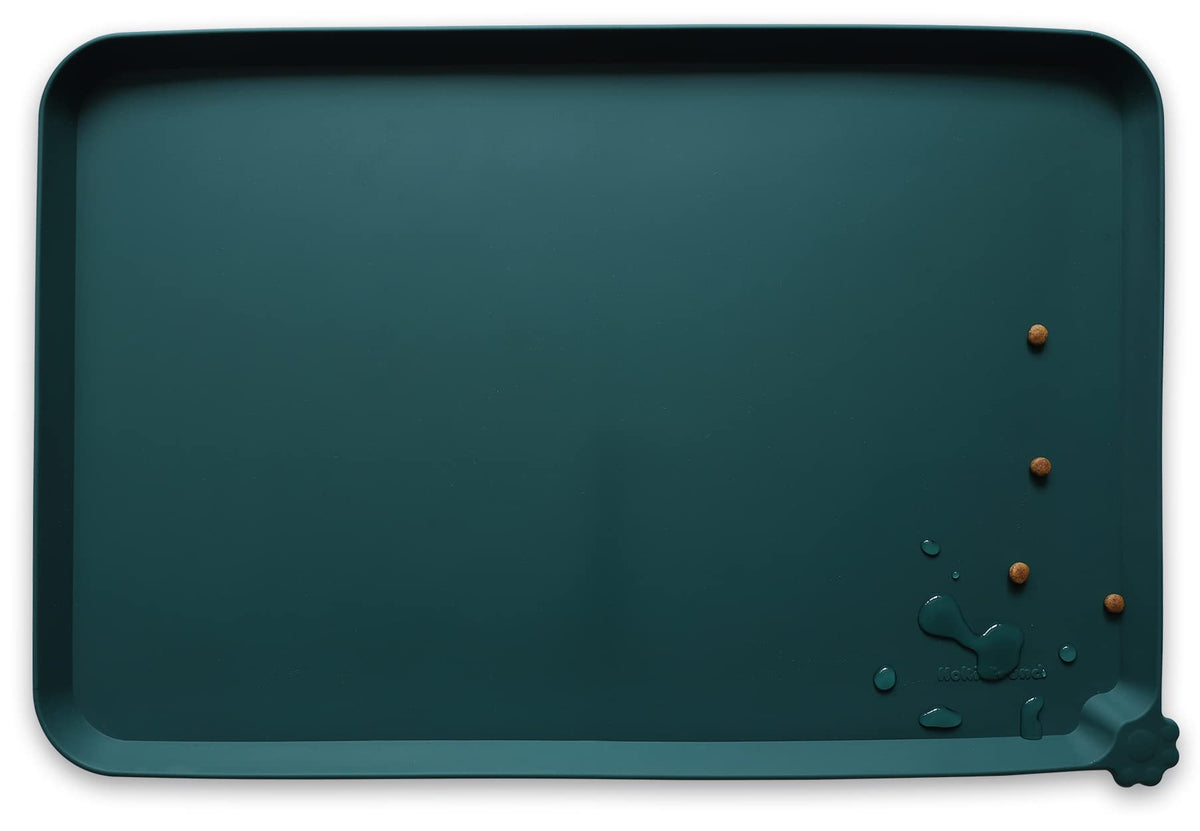 Hoki Found Silicone Pet Food Mats Tray - High-Lips Pet Dog Cat Bowl Mats - Pet Feeding Mat - Waterproof Dog Cat Food Mats -Pet Water Mats for Floors - Dark Oak