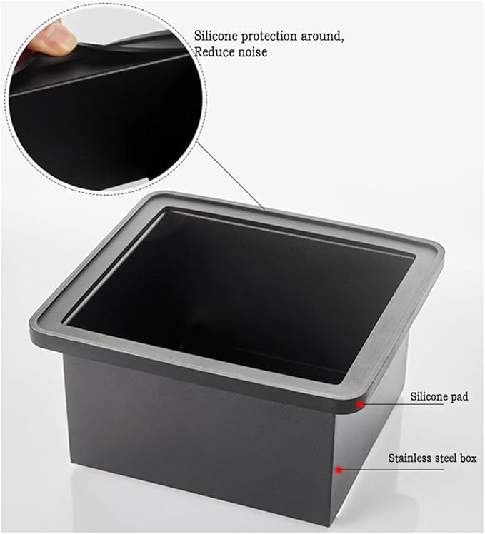 Coffee Knock Box, Espresso Knock Box Coffee Bin Barista Accessories Coffee Machine Accessories, Stainless Steel Small Coffee Knock Box Container with Silicone Knock Bar and Non Slip Base