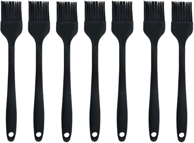 Silicone brush， BBQ/Pastry Basting Brushes,Silicone Cooking Grill Barbecue Baking Pastry Oil/Honey/Sauce Brush (7 PCS,black)