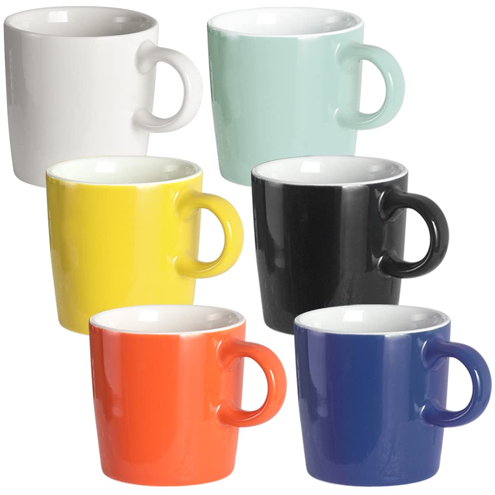 homEdge Mini Porcelain Espresso Cup, 4 Ounces / 120 ml Tiny Coffee Mugs Ceramic Demitasse for Espresso, Tea- Set of 6, Assorted Color