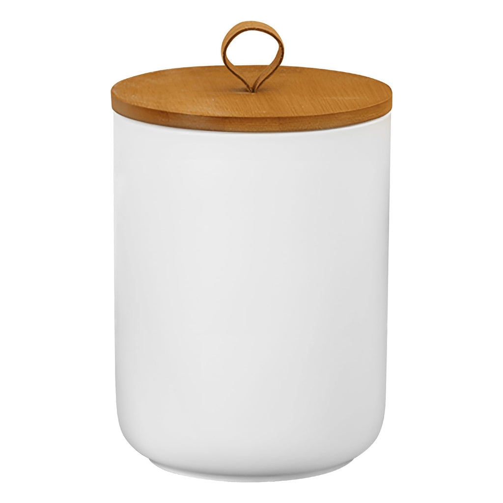 Jueison Ceramic Storage Jars, Modern Airtight Canisters with Wooden Lid (White)