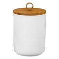Jueison Ceramic Storage Jars, Modern Airtight Canisters with Wooden Lid (White)