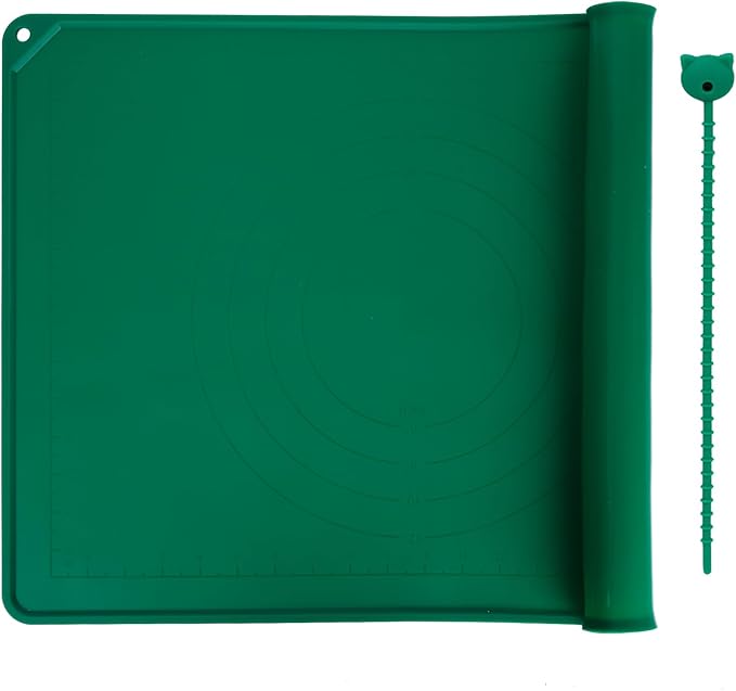 Silicone Pastry Mat, 21×15 inches, nonstick baking mat with measurements. Ideal for dough mat, pastry board, kitchen counter mat, dough rolling mat, pie crust mat, fondant mat, pasta/pizza mat.