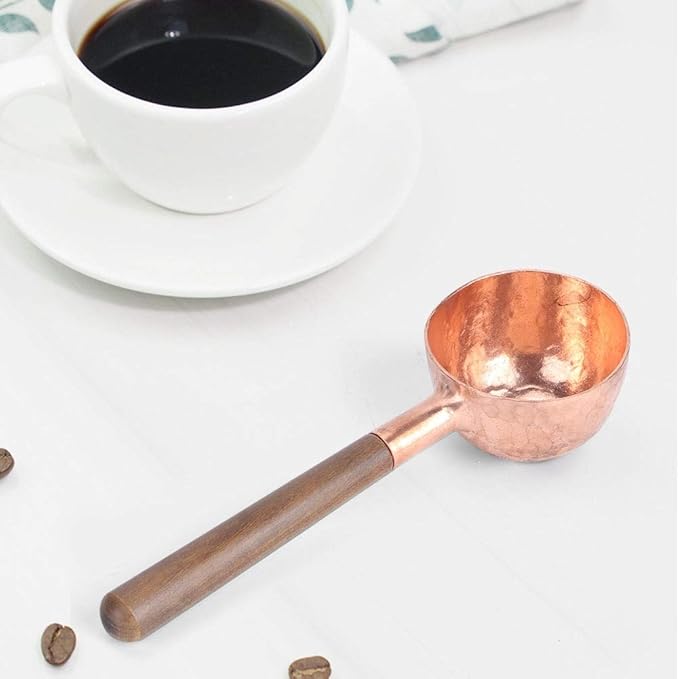 Measuring Spoons, Wood Handle Coffee Scoop Black Walnut and Red Copper Tablespoon Scoop for Coffee Tea, Cooking Mixing Stirrer Kitchen Tools Utensils