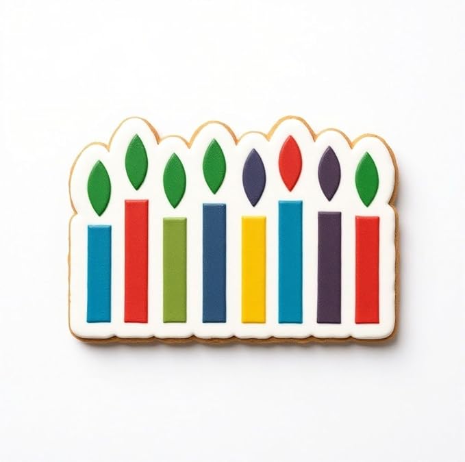 Birthday Cookie Cutter and Stencil Set Bundle Kit PYO Cookies Paint Your Own Diy Bakery Fondant Sugar Happy Birthday Wedding Baby Candle Kids Painting Coloring Pages Comb (Candle)