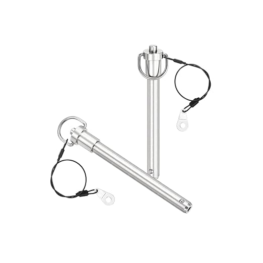 uxcell 1 Pcs Quick Release Pin, 1/2" x 4"(Dia. x L) Push-Button Ball Locking Pin 304 Stainless Steel Ring Handle Locking Pin with Wire for Audio Bimini Top Marine, Silver