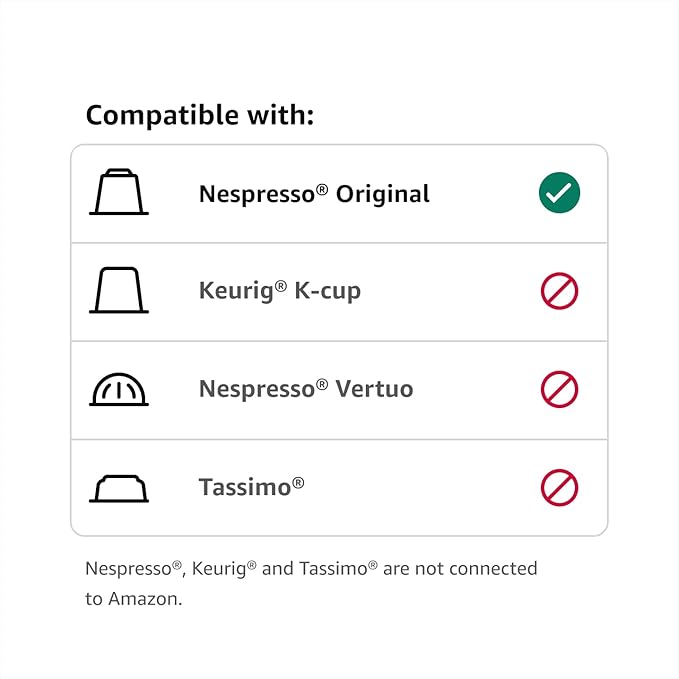 Amazon Brand - Solimo Lungo Capsules, Compatible with Nespresso Original Brewers, Medium Roast, 50 Count (Pack of 1)