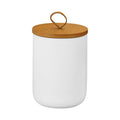 Jueison Ceramic Storage Jars, Modern Airtight Canisters with Wooden Lid (White medium)