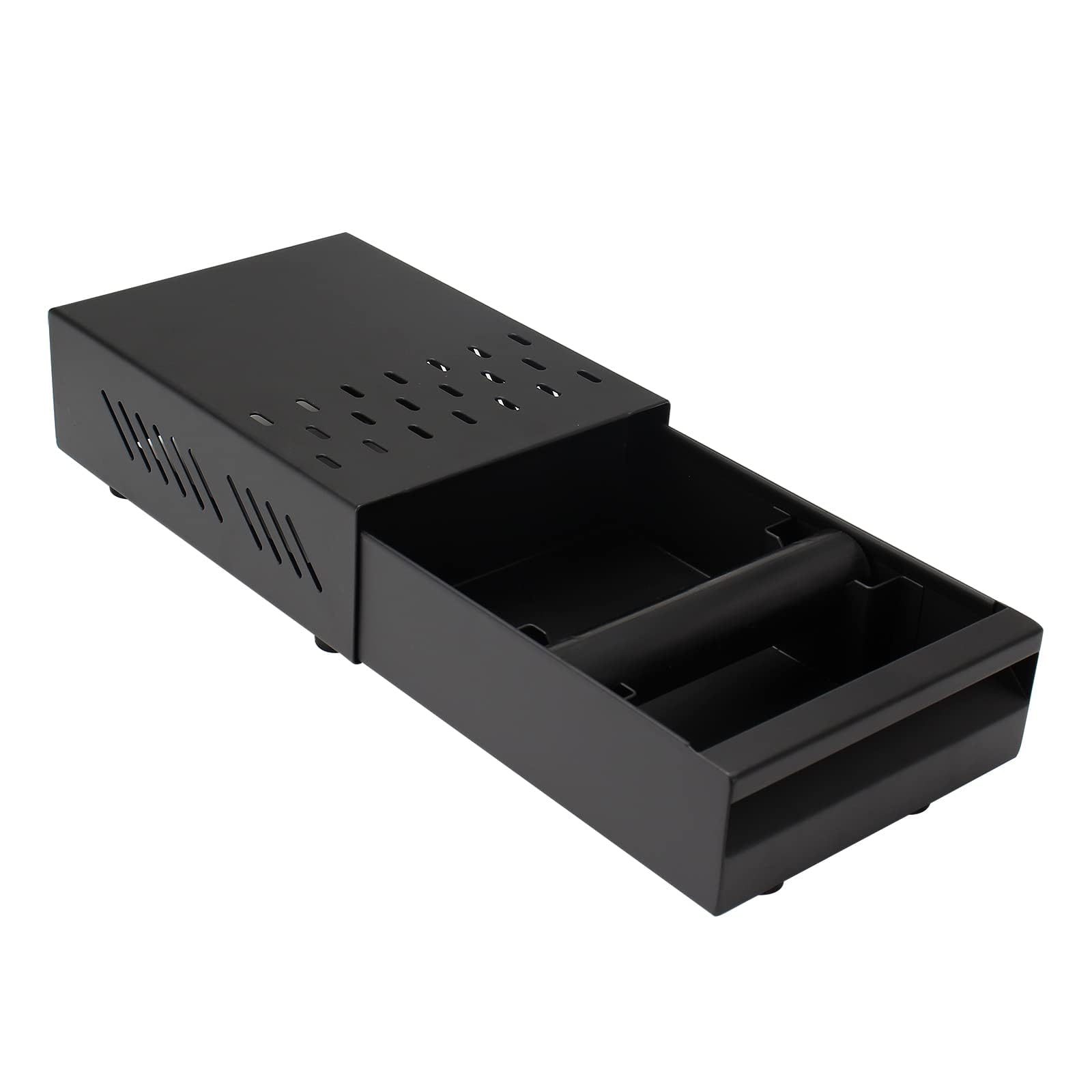 DIBTSA Espresso Knock Box Drawer, Stainless Steel Coffee Ground Container with Removable Rubber Knocking Bar, 9.84 x 7.08 x 3.34 inch (Black)