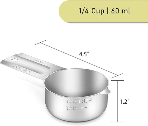 1PCS 1/4CUP(60ml, 2oz) Measuring Cup, 18/8 Stainless Steel Measure Scoop