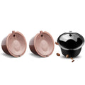 Refillable Capsules Reusable Coffee Pods Compatible for Nescafe Dolcc Gusto Brewers rich crema version（1Pcs Black+2 Pcs Brwon）