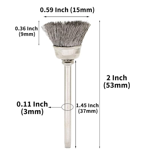 60-Piece Wire Brush Set - Metal Rust Removal, Polishing, Cleaning - Shaft 1/8″ (3mm) - Removes Burrs, Dust, and Oxide Layer - Handles Rough Surfaces - Designed for Industrial and DIY Enthusiasts
