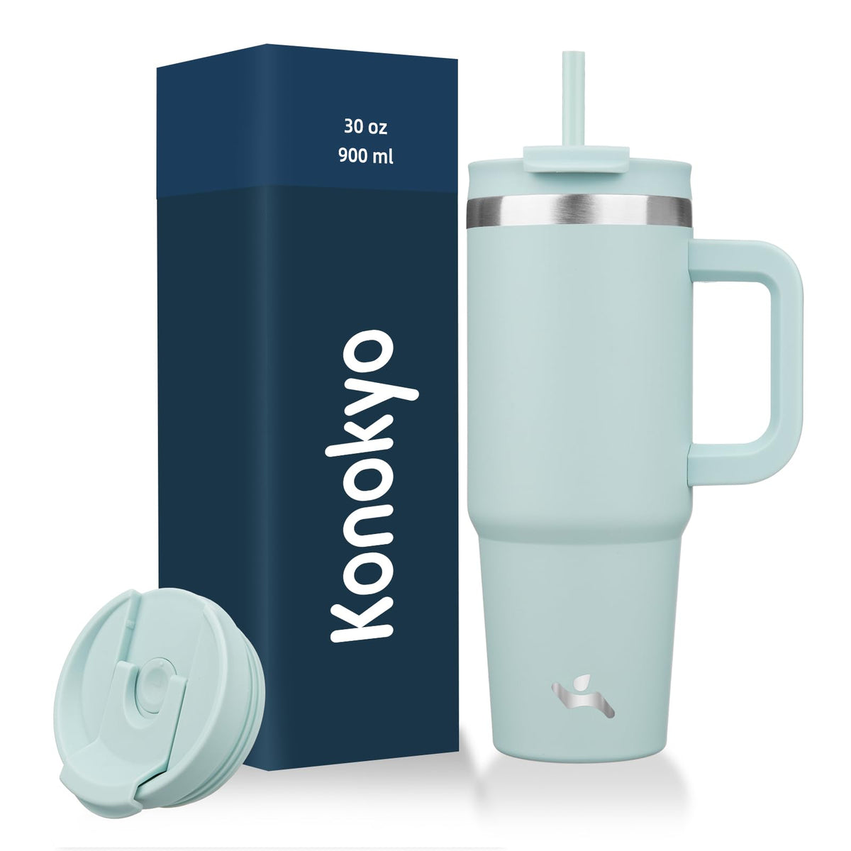 Konokyo 30 oz Insulated Tumbler Water Bottle with Handle, Straw Lid