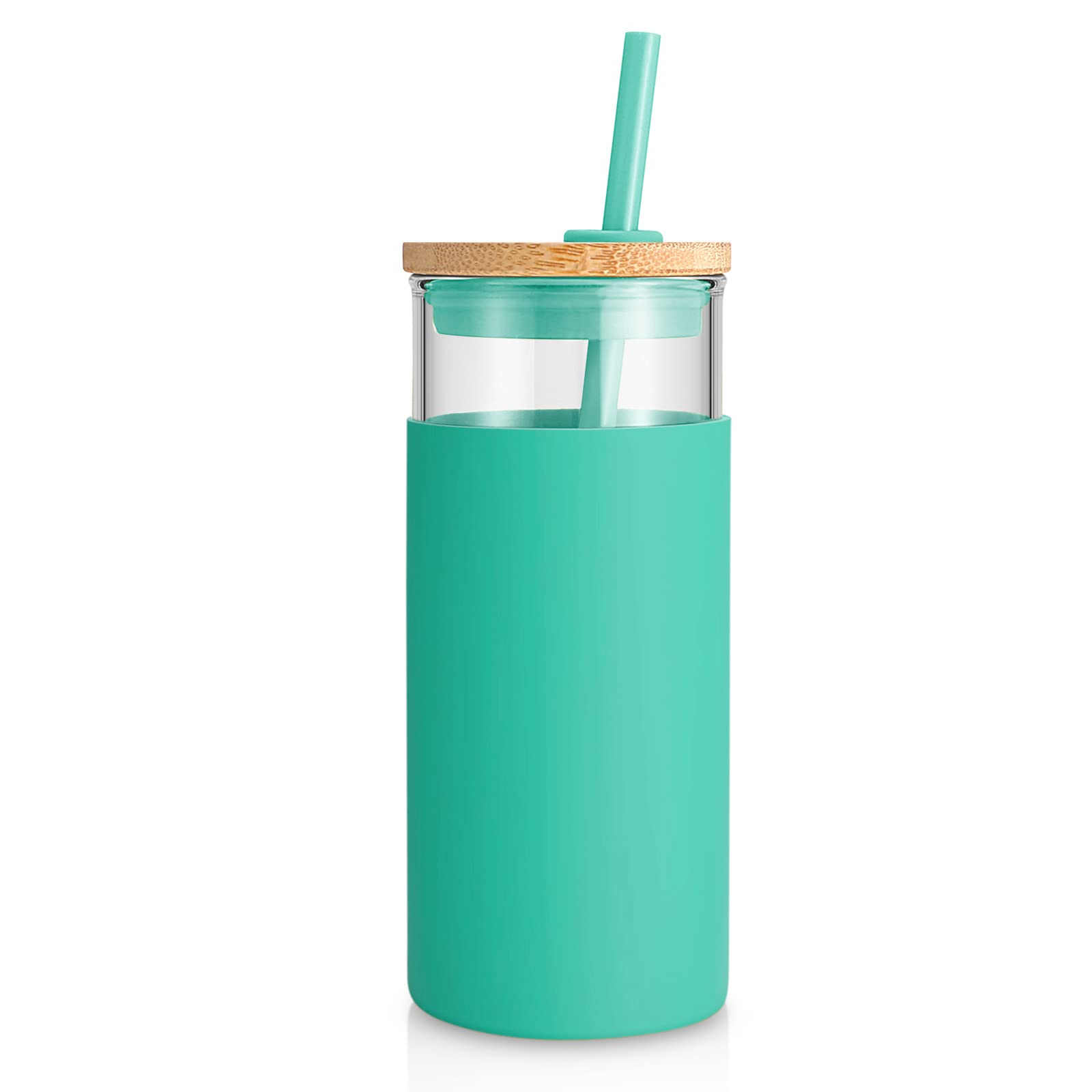 Tronco 20 oz Glass Tumbler with Lids and Straws, Reusable Iced Coffee Cups