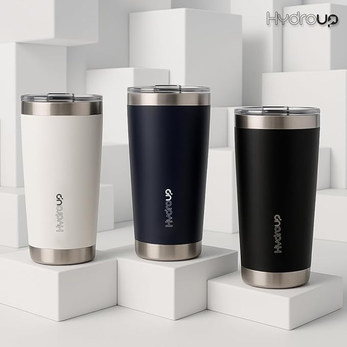 20 oz Tumbler Cup | Stainless Steel Insulated Coffee Mug with Lid | Coffee Travel Mug & Iced Coffee Cup | Leakproof Coffee Tumbler | BPA-Free Insulated Tumblers (White)