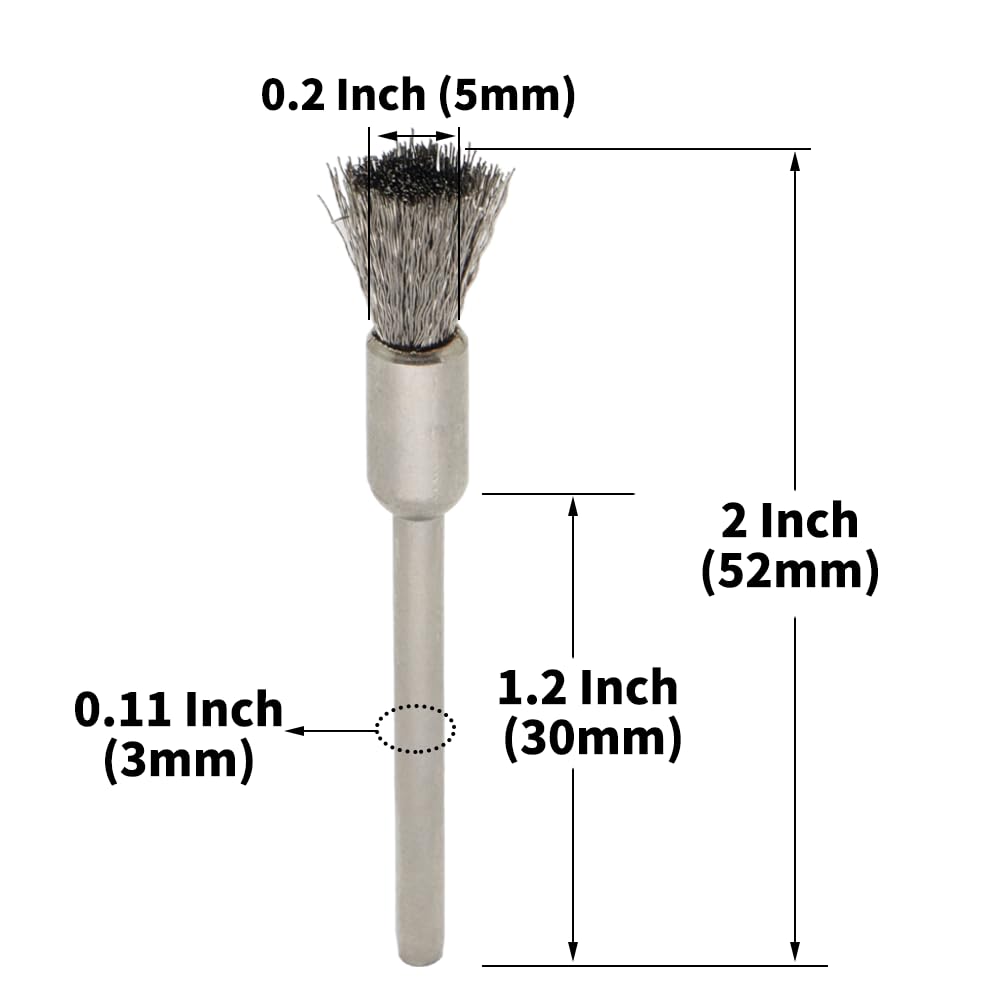 36-Piece Wire Brush Set - Metal Rust Removal, Polishing, Cleaning - Shaft 1/8″ (3mm) - Removes Burrs, Dust, and Oxide Layer - Handles Rough Surfaces - Designed for Industrial and DIY Enthusiasts