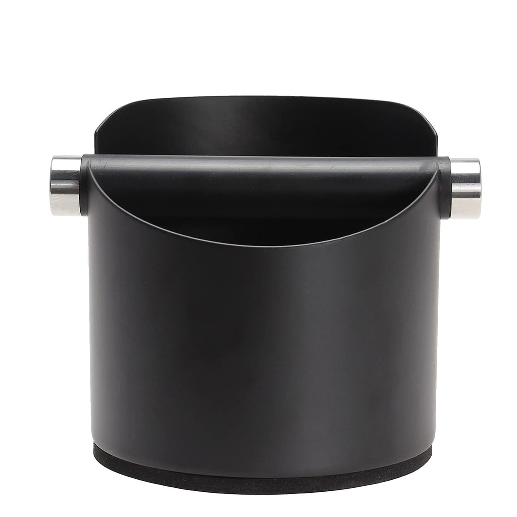 DIBTSA Espresso Knock Box, Stainless Steel Coffee Grounds Knock Box, With Removable Knock Bar and Non-Slip Rubber Base (Black)