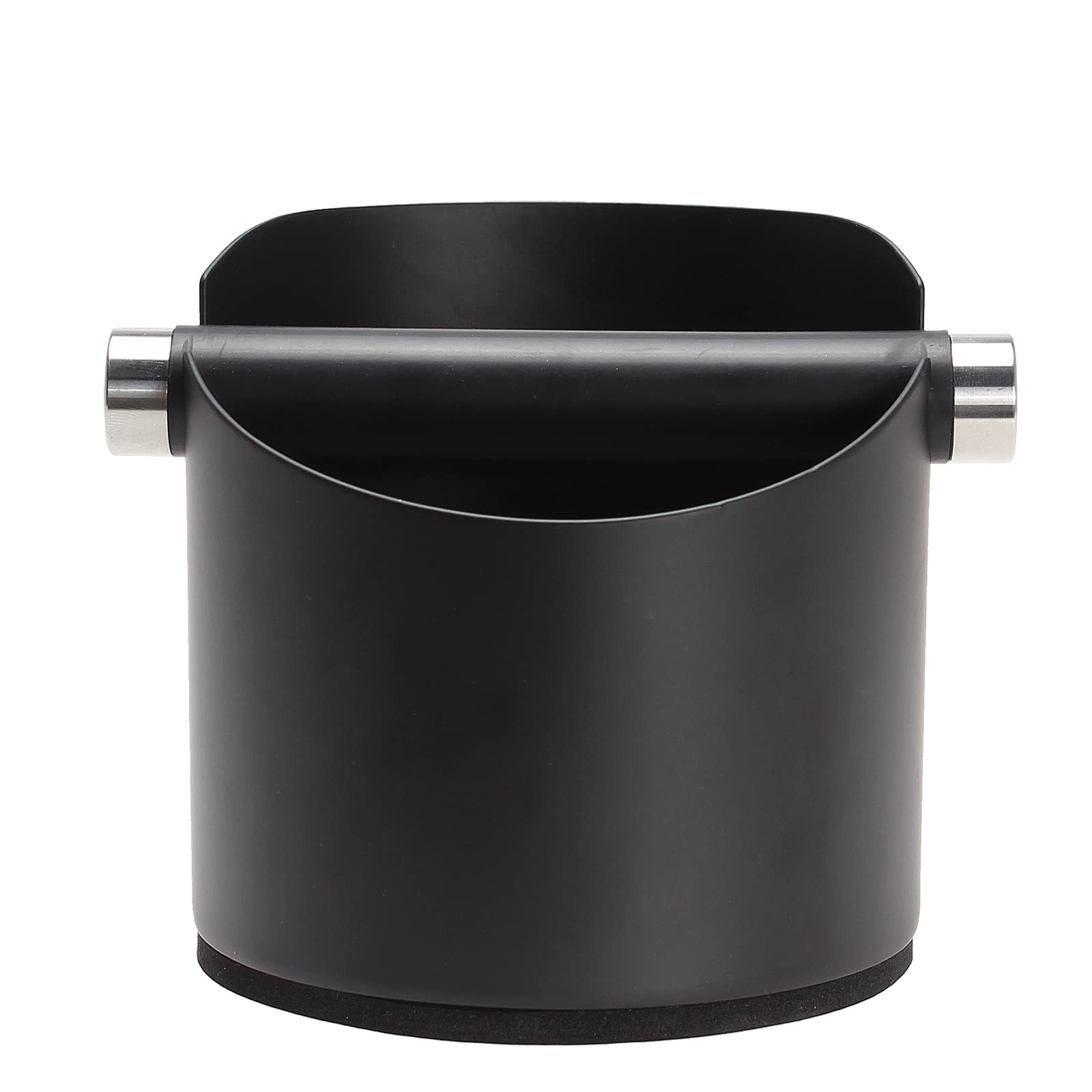 DIBTSA Espresso Knock Box, Stainless Steel Coffee Grounds Knock Box, With Removable Knock Bar and Non-Slip Rubber Base (Black)
