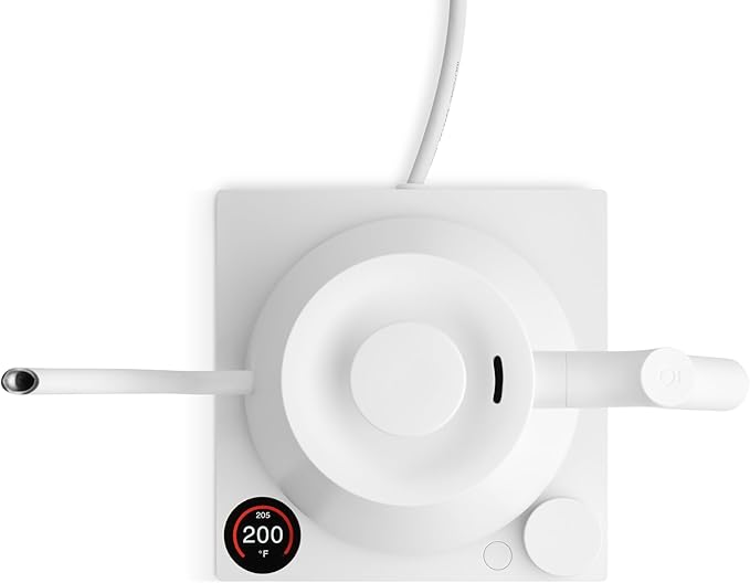 Fellow Stagg EKG Pro Electric Gooseneck Kettle - Pour-Over Coffee and Tea, Quick Heating, Precise Temperature Control, Scheduling, Built-in Brew Timer, Matte White, 0.9 Liter
