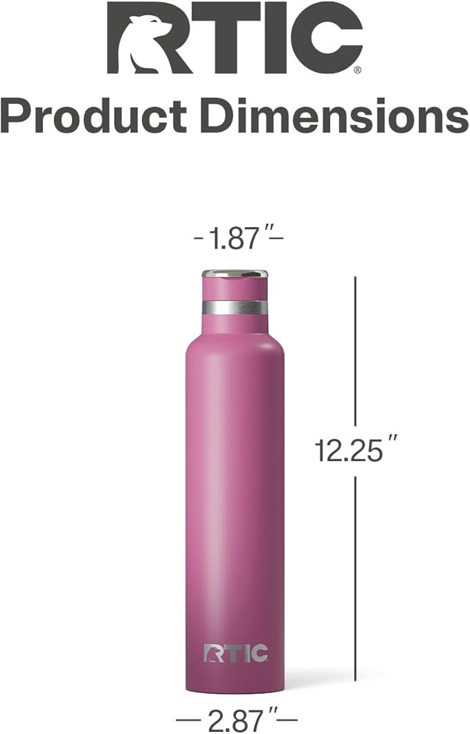RTIC 26oz Journey Bottle Metal Stainless Steel Vacuum Insulated, BPA Free, Reusable, for Water, Hot and Cold Drinks, Travel, Sports, Camping, Orchid