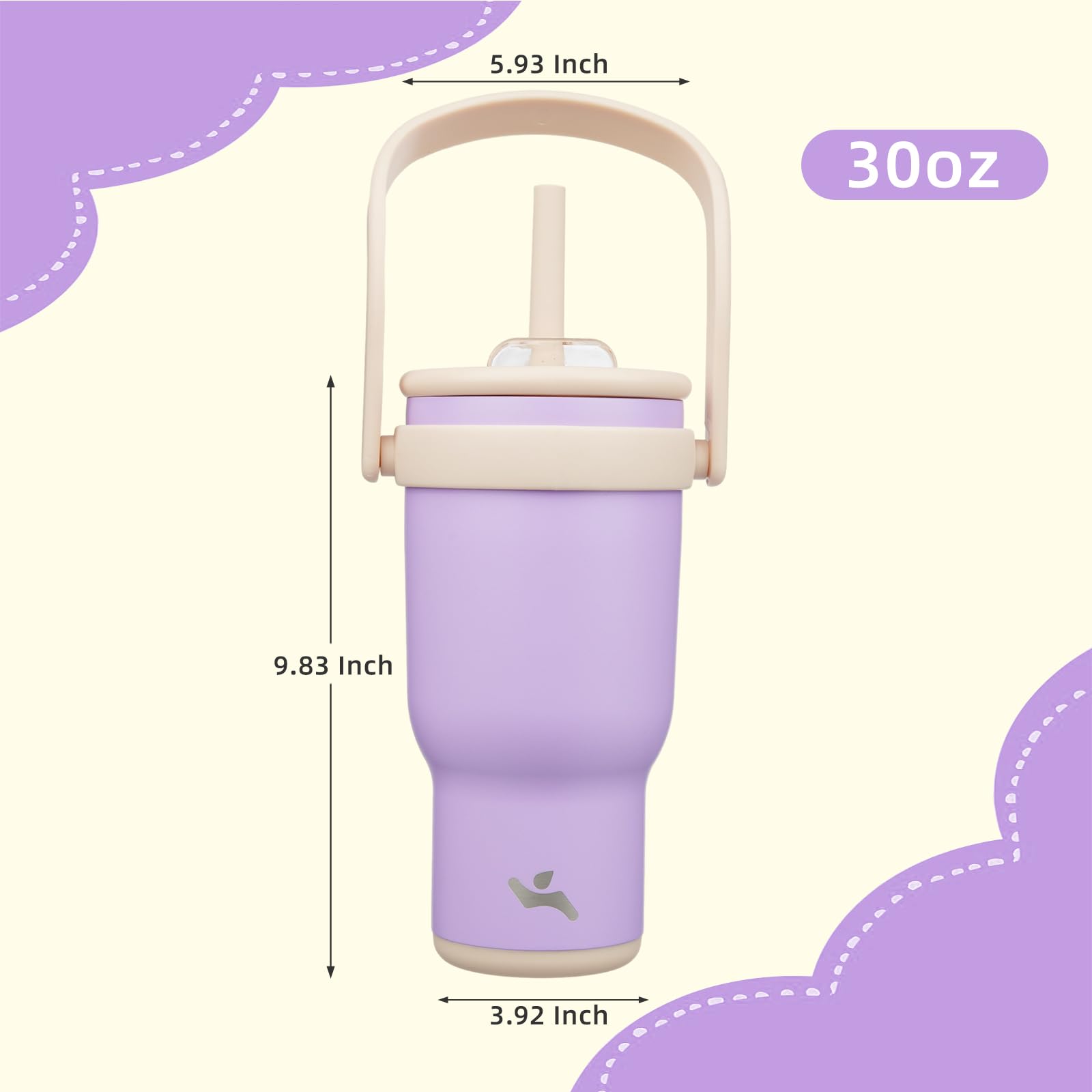 Konokyo 30 oz Tumbler with Handle and Straw, Insulated Travel Mug