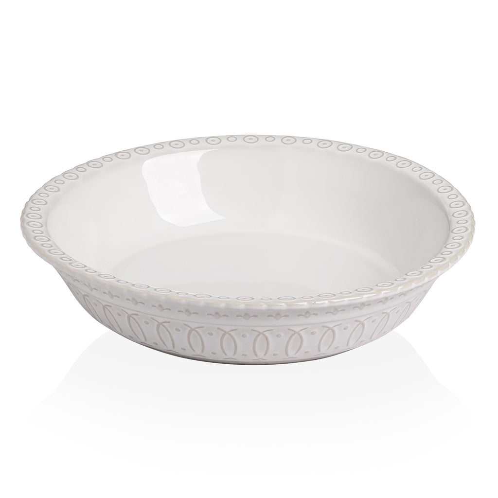 Sweejar Ceramic Pie Pan for Baking,Round Baking Dish Pan for Dinner 10 Inches, Pie Dish Non-Stick Pie Plate for Quiche, Tart, Cake, Pumpkin Pie, Pot Pies (White)