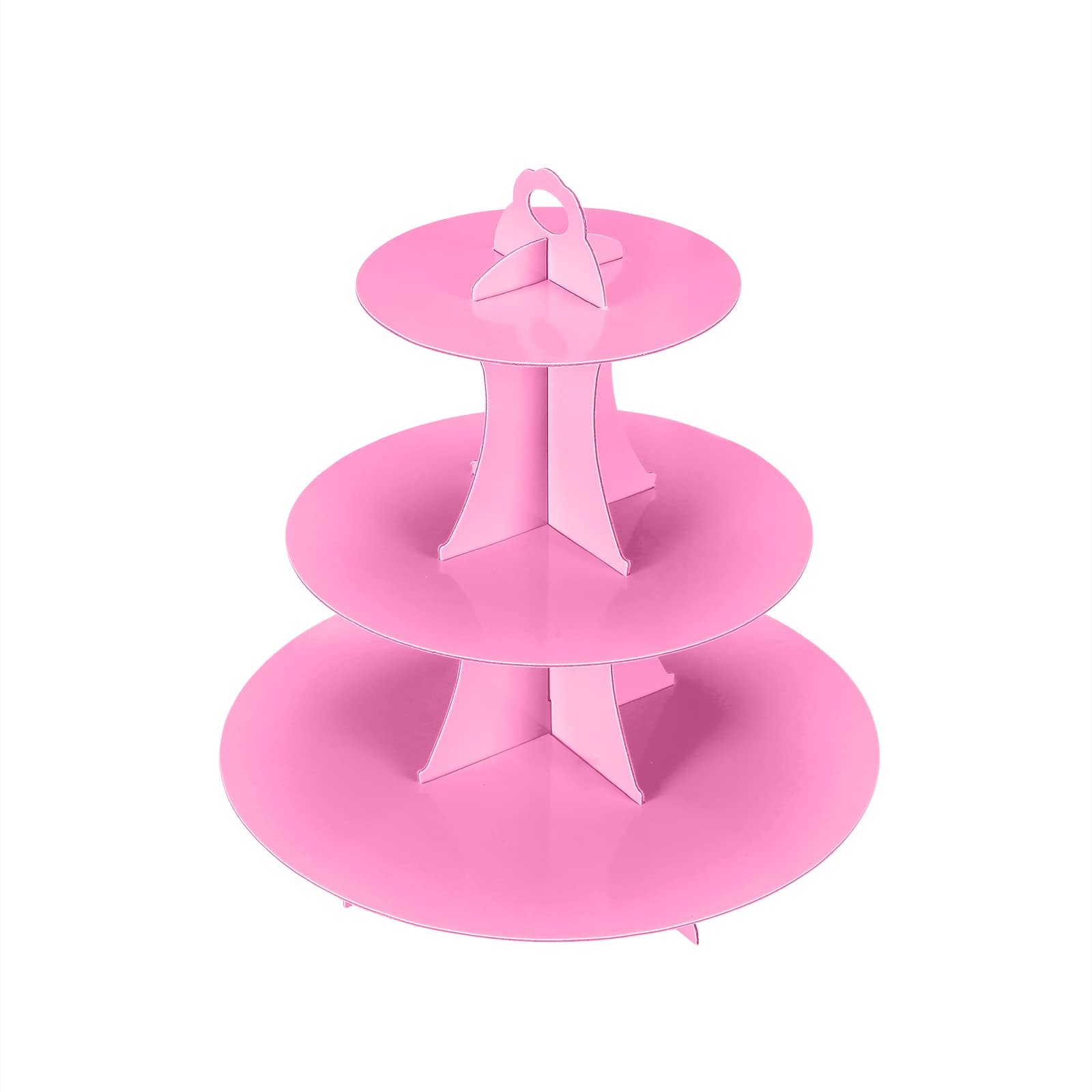 YLDW Cupcake Stand 2Pcs, 3-Tier Cupcake Stand Display, Cardboard Cup Cake Tower Stand, Disposable Dessert Stand for Birthday Tea Party Baby Shower Treat Decorations, Pink