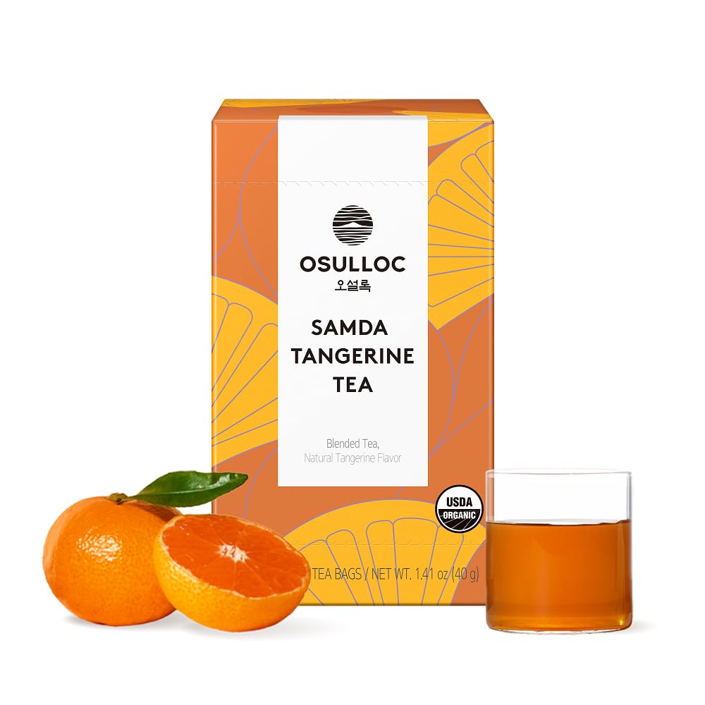 OSULLOC Tangerine Tea (Fresh Jeju Tangerine Flavor), Iced tea bags Fruit tea Blend, Premium Teabags from Jeju Island, 20 count
