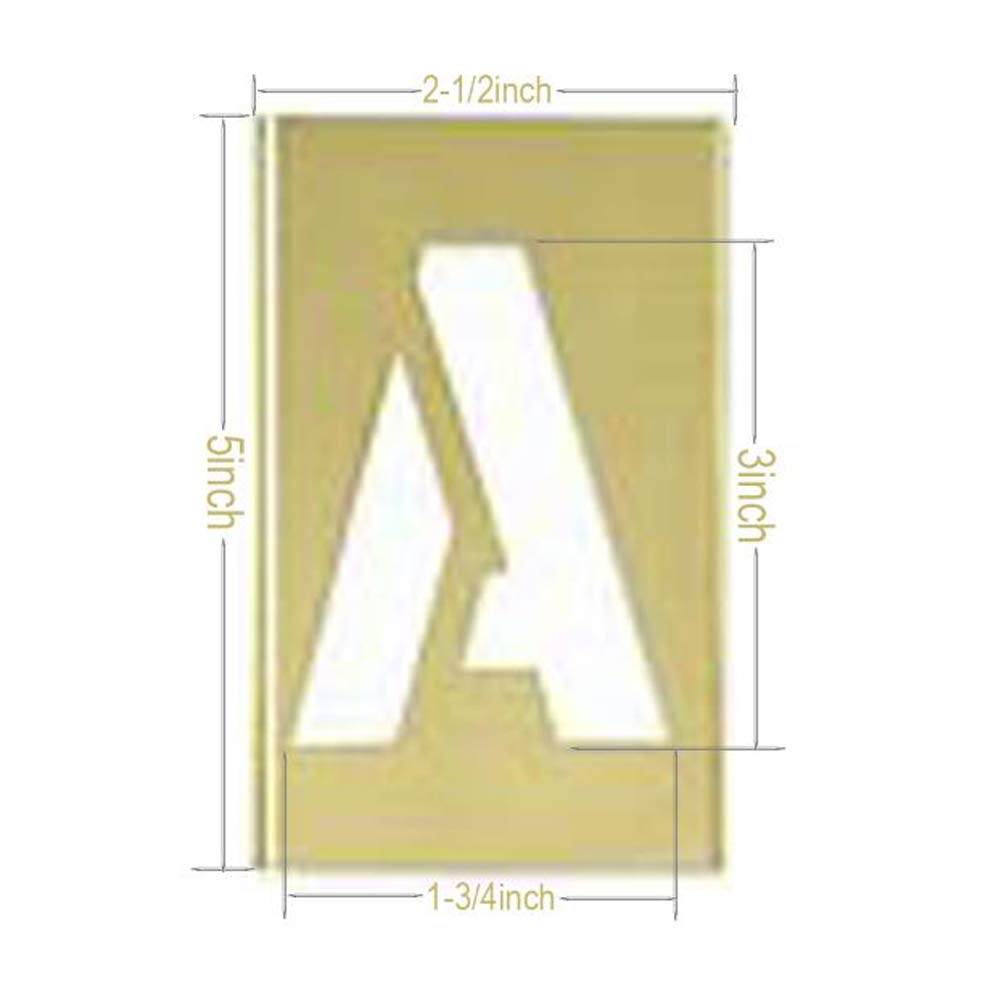 Deezio Brass Letter Number Stencils 3 Inch Interlocking Alphabet Stencils - 46 Piece Set