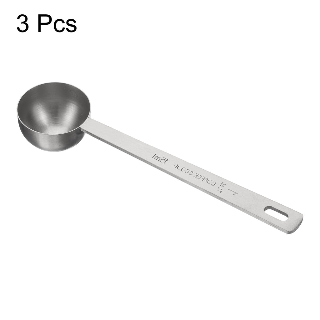 HARFINGTON 3pcs Coffee Scoop Spoon 1tbsp (3tsp, 15ml) 304 Stainless Steel Long Handle Teaspoon/Tablespoon Measuring Spoons Scoops for Tea Sugar Kitchen, Silver